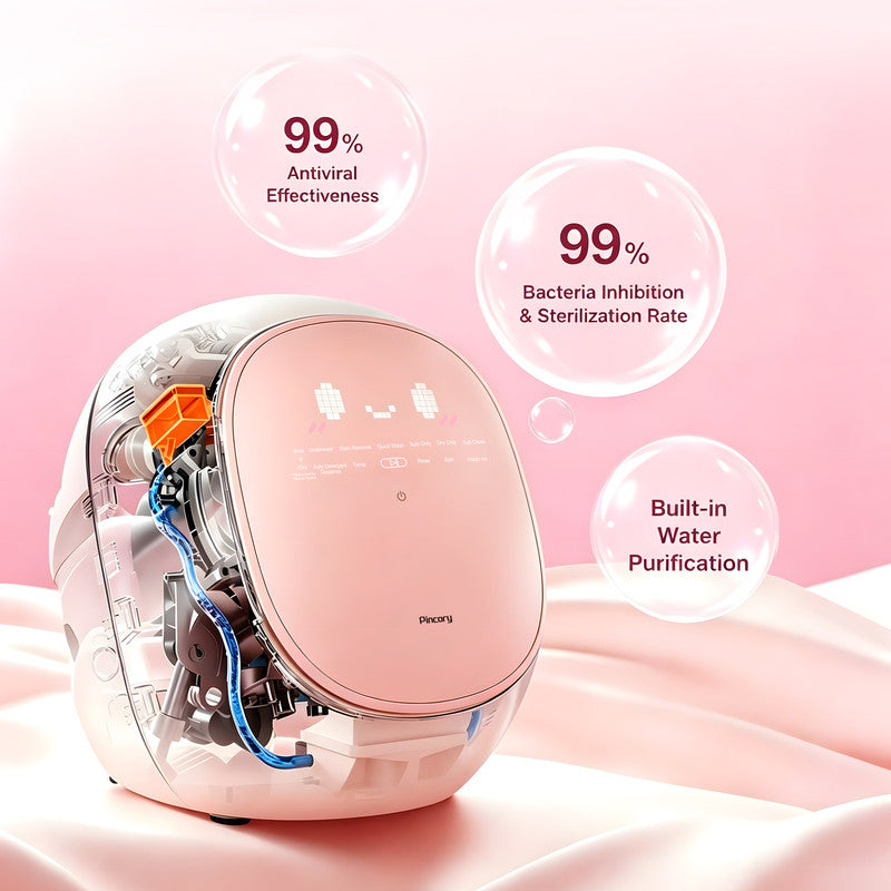 Compact Portable Washer Dryer Combo for Dedicated Laundry with 1.1 lb. Capacity, Gentle Drying, Sanitize Cycle and Pink Finish
