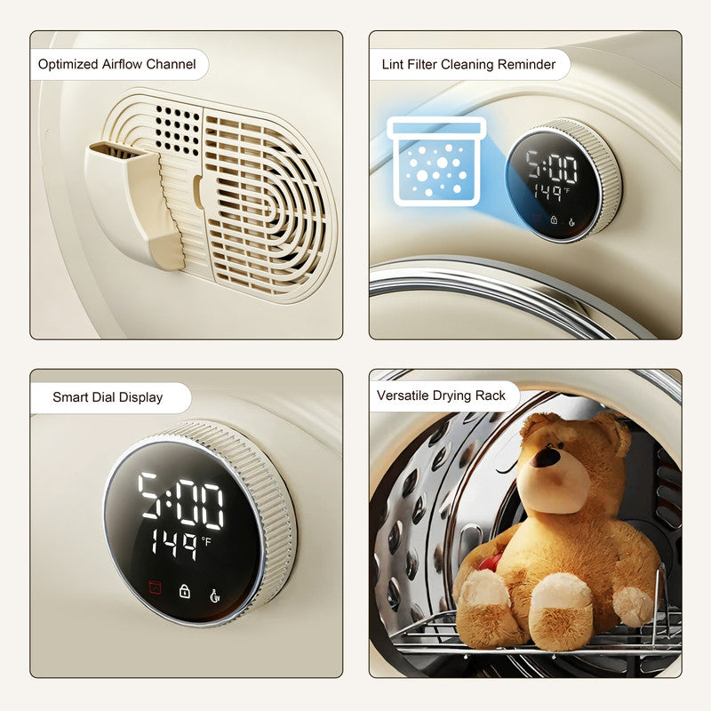 Compact Front Load Vented Dryer with 6.6 lb. Dry Capacity and Pet Hair Removal Function for Baby Care, Delicates and Daily Loads