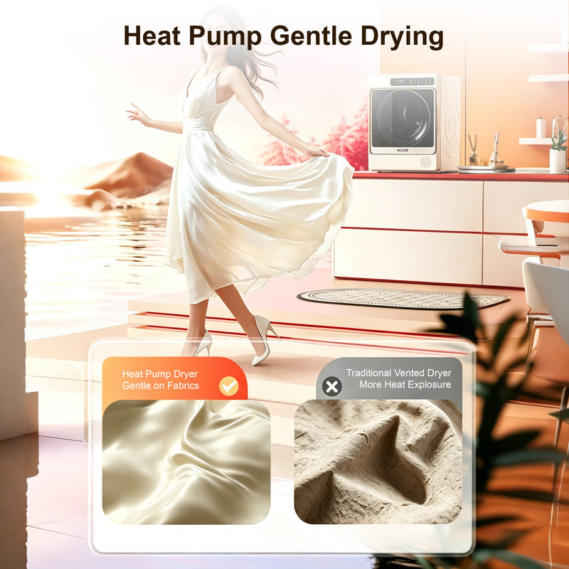 Compact Ventless Heat Pump Dryer with 6.6 lb. Dry Capacity, Front Load Design for Baby Care, Intimates and Delicates