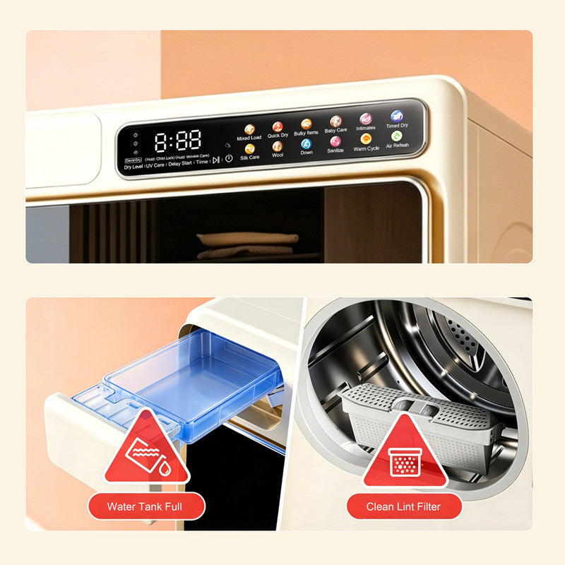 Compact Ventless Heat Pump Dryer with 6.6 lb. Dry Capacity, Front Load Design for Baby Care, Intimates and Delicates