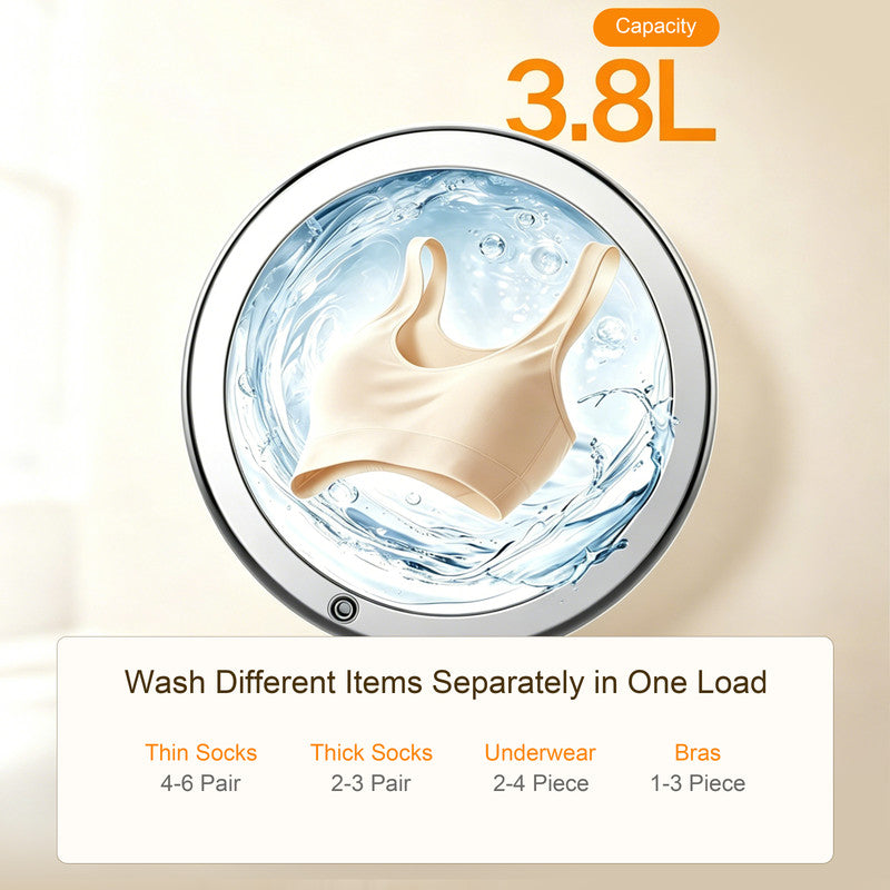 Compact Portable Washer for Baby Care and Intimates with 1.1 lb. Capacity, Gentle Wash Cycle and High-Speed Spin in White