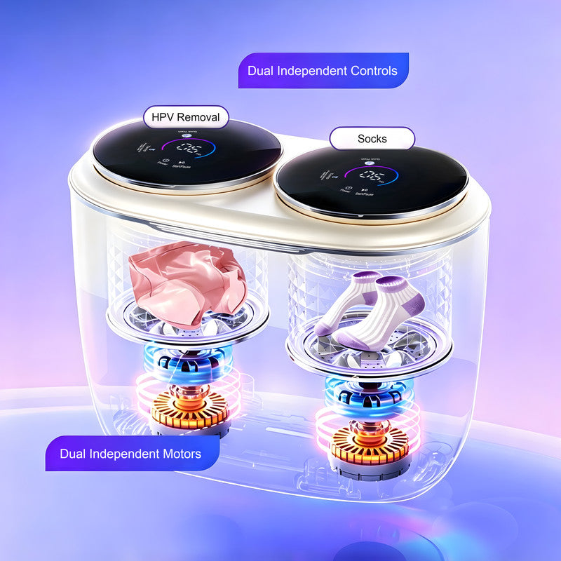Compact Twin Tub Washer for Dedicated Laundry, Intimates and Baby Care with Dual Chamber Design in White