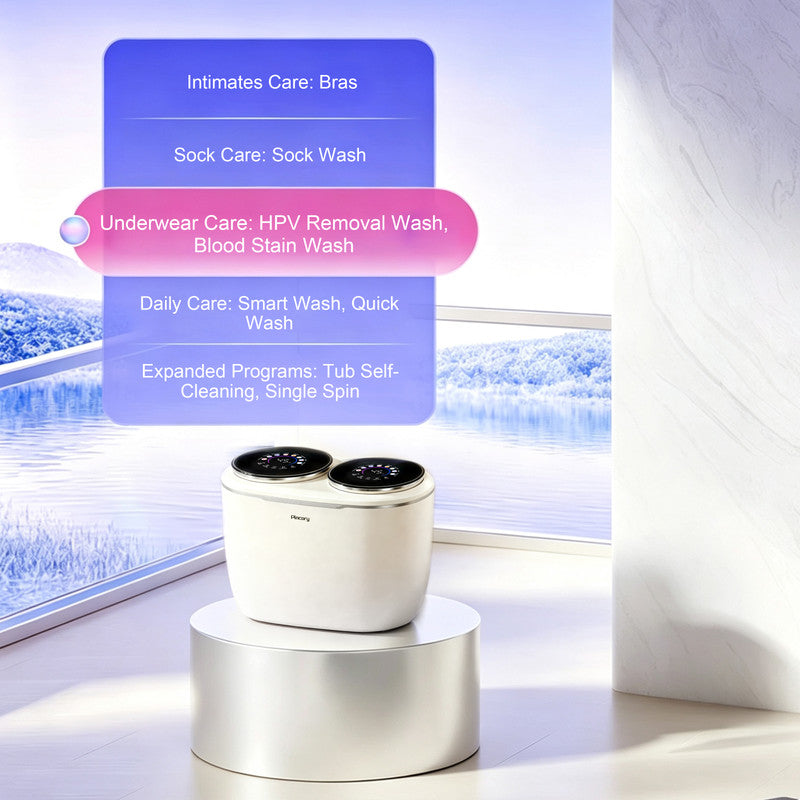 Compact Twin Tub Washer for Dedicated Laundry, Intimates and Baby Care with Dual Chamber Design in White