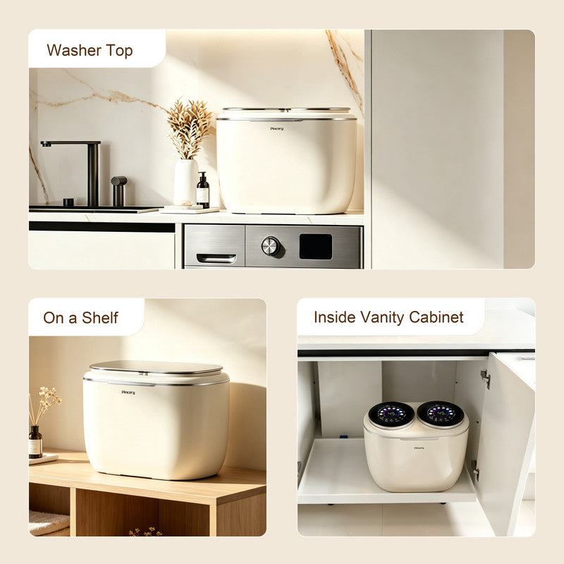 Compact Twin Tub Washer for Dedicated Laundry, Intimates and Baby Care with Dual Chamber Design in White