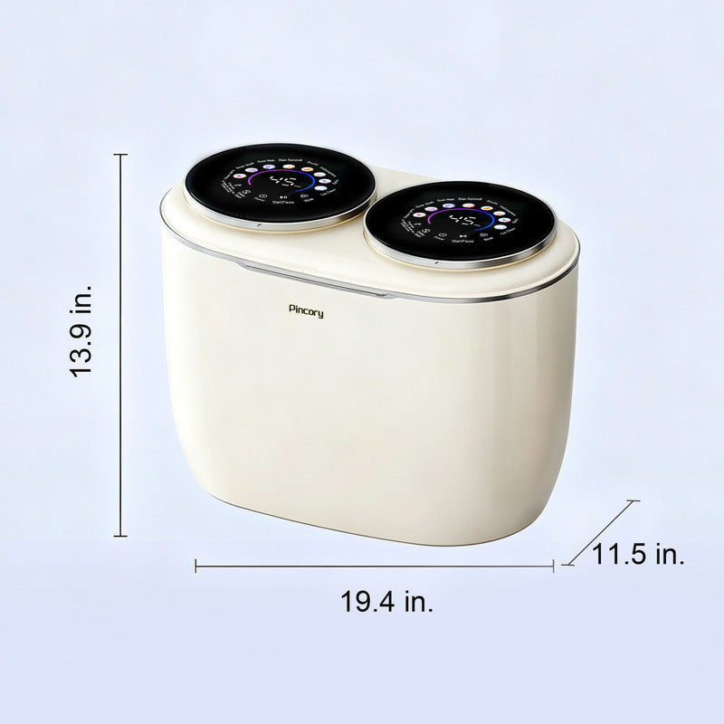 Compact Twin Tub Washer for Dedicated Laundry, Intimates and Baby Care with Dual Chamber Design in White